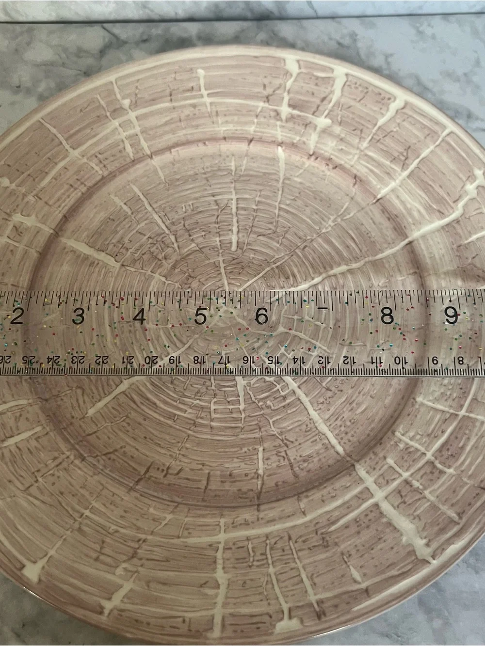 Anthropologie Tree Ring Dinner Plate | Woodgrain Faux Bois Ceramic